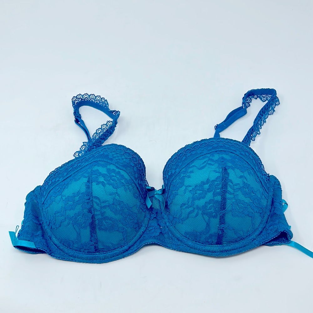 Adore Me Turquoise Blue/Green Lace Bra Size 34C Brand New W/Tags